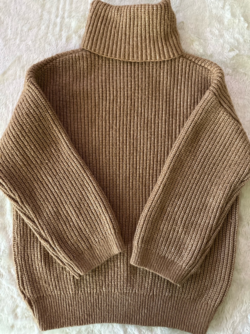 Justice Men's Ribbed Turtleneck Sweater - Camel Brown